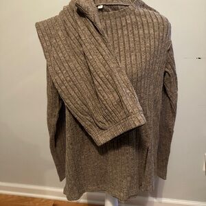 Cozy Ribbed Knit Sweat Outfit in Taupe